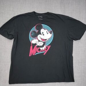 Disney Mickey Mouse Black 100% Cotton Tee Shirt